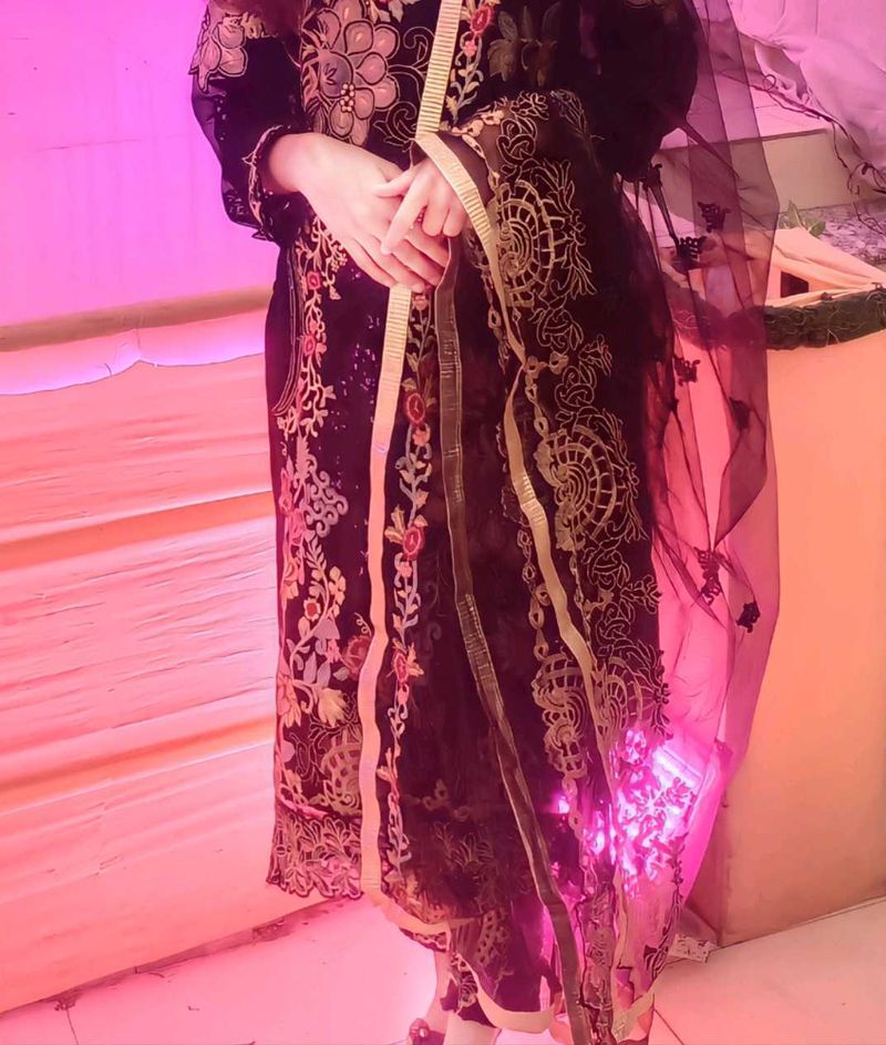 Pakistani suit with heavy embroidery