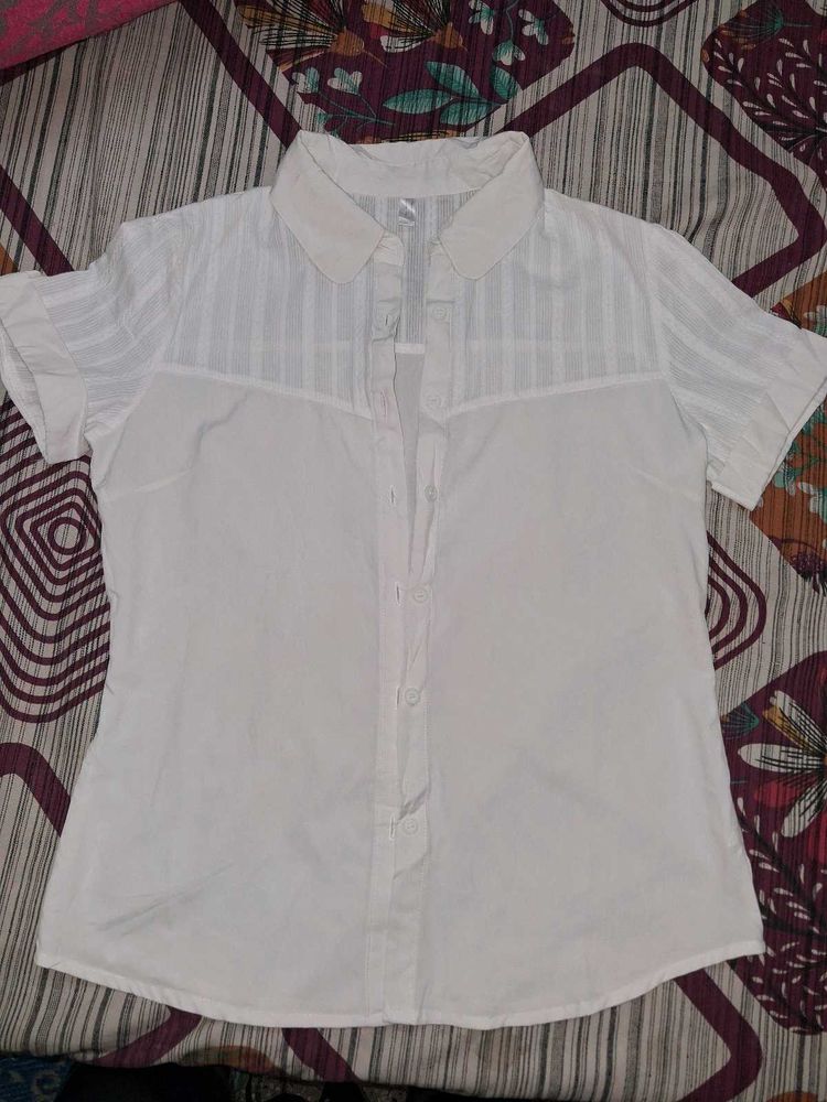 White Striped Button-Up