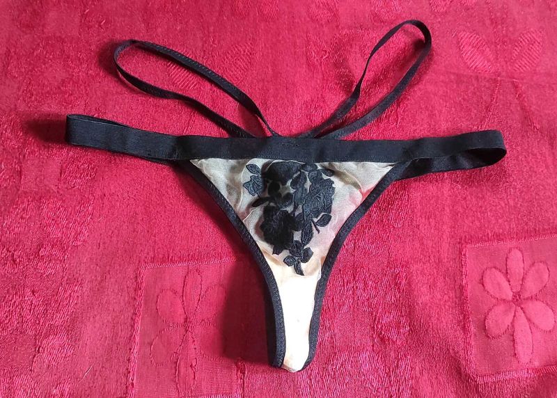 Floral Embroidered Thong