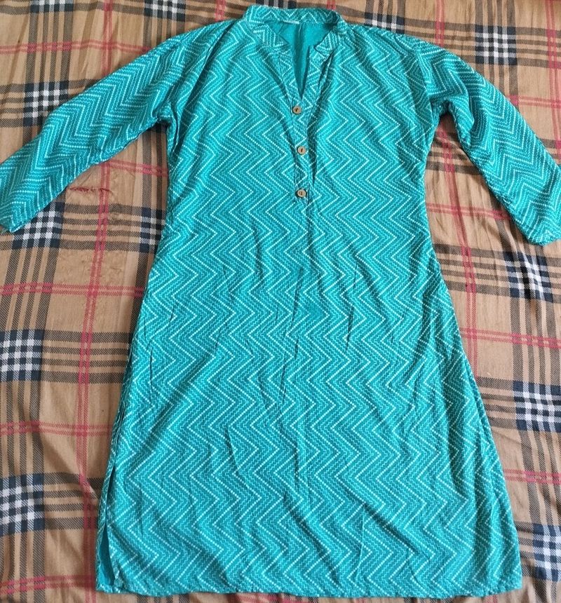 Teal Print Kurti