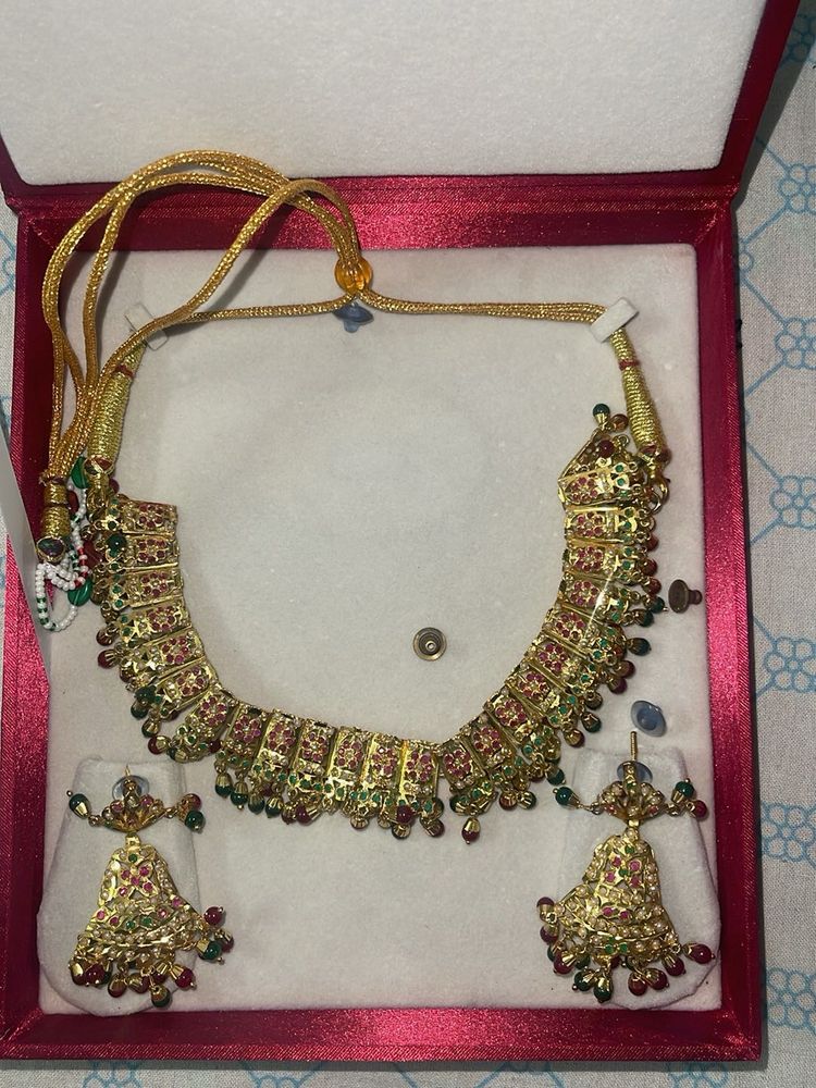 1 Gram Gold Plated Necklace Set with Jhumka