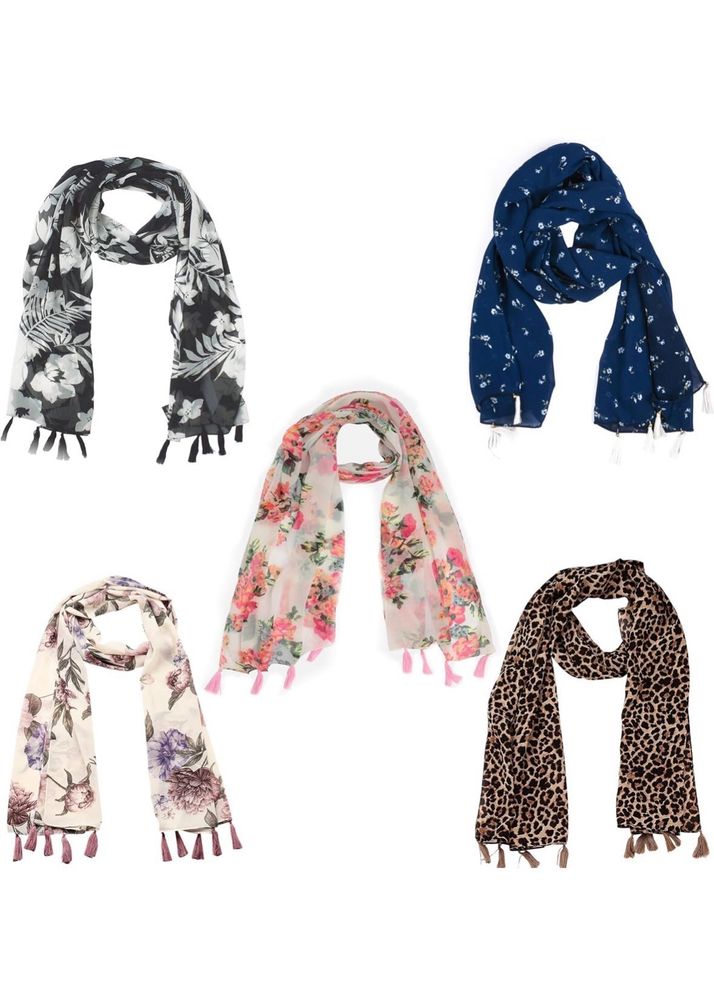 Floral Print Scarves - Set of 5