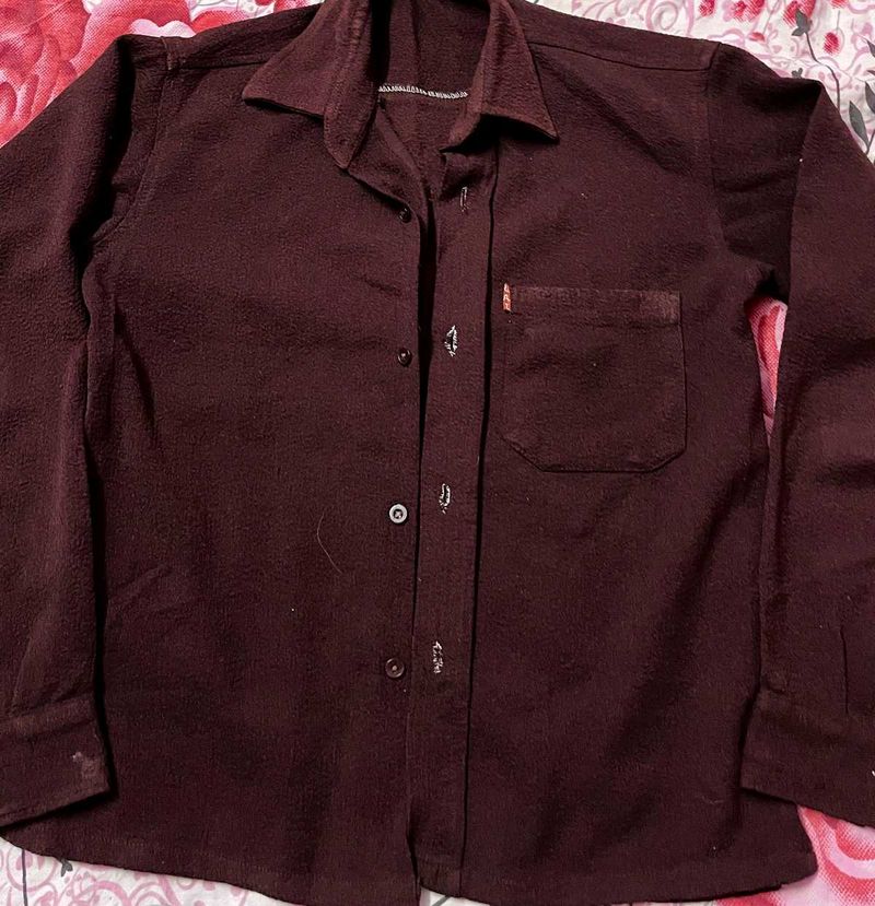 Men&#39;s Classic Burgundy Long-Sleeve Shirt