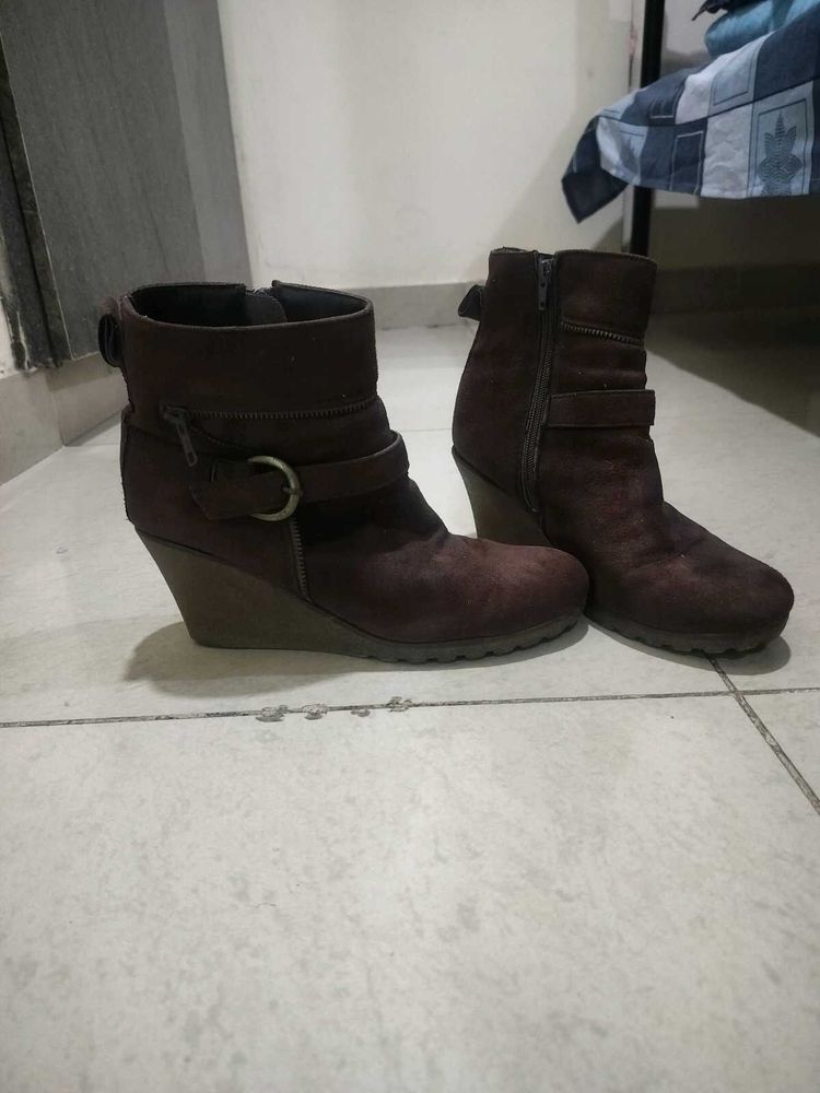 Brown Wedge Ankle Boots