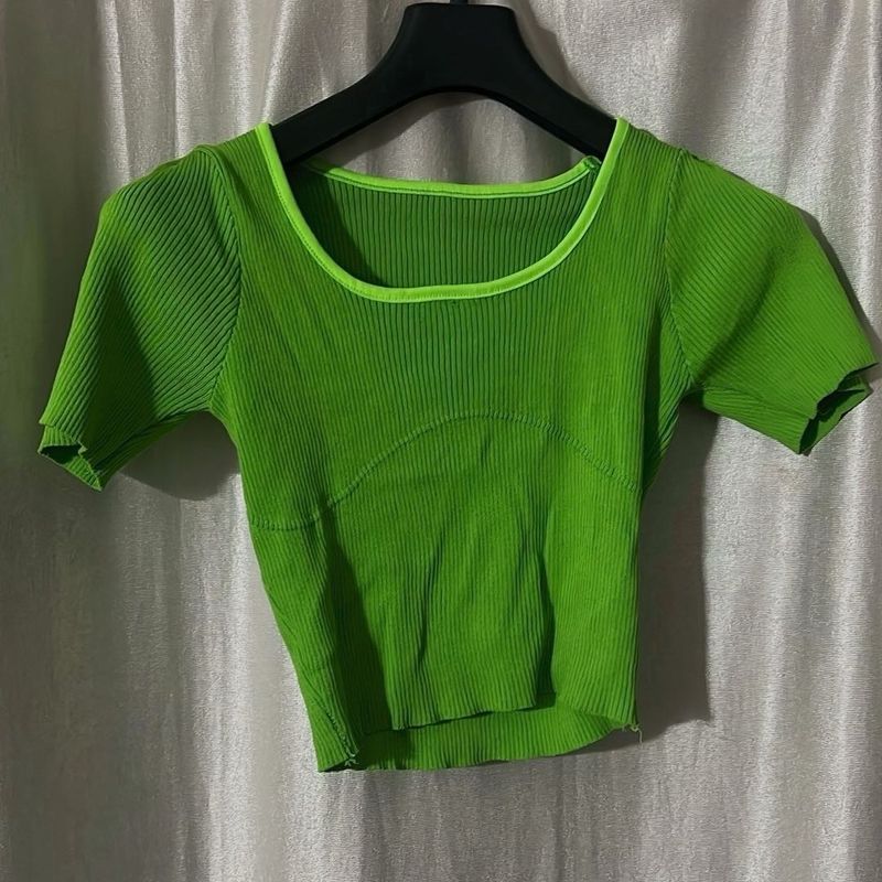 Green Ribbed Top