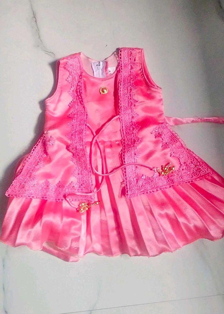 Pink Dress with Lace Details