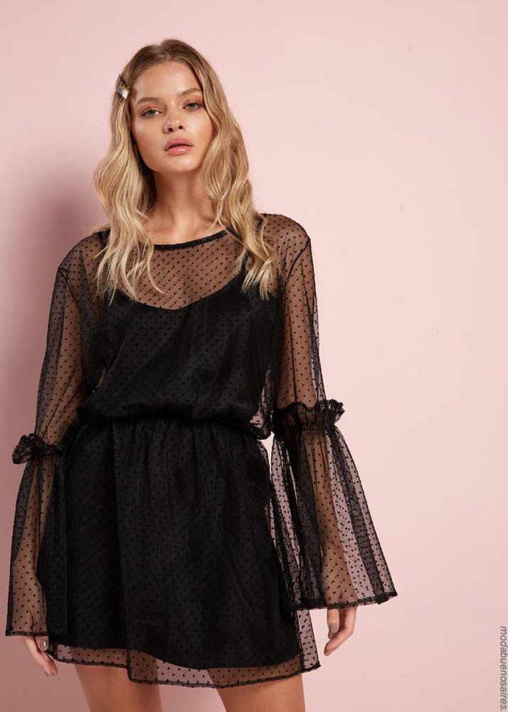 Next Black Shirred Mesh Dress