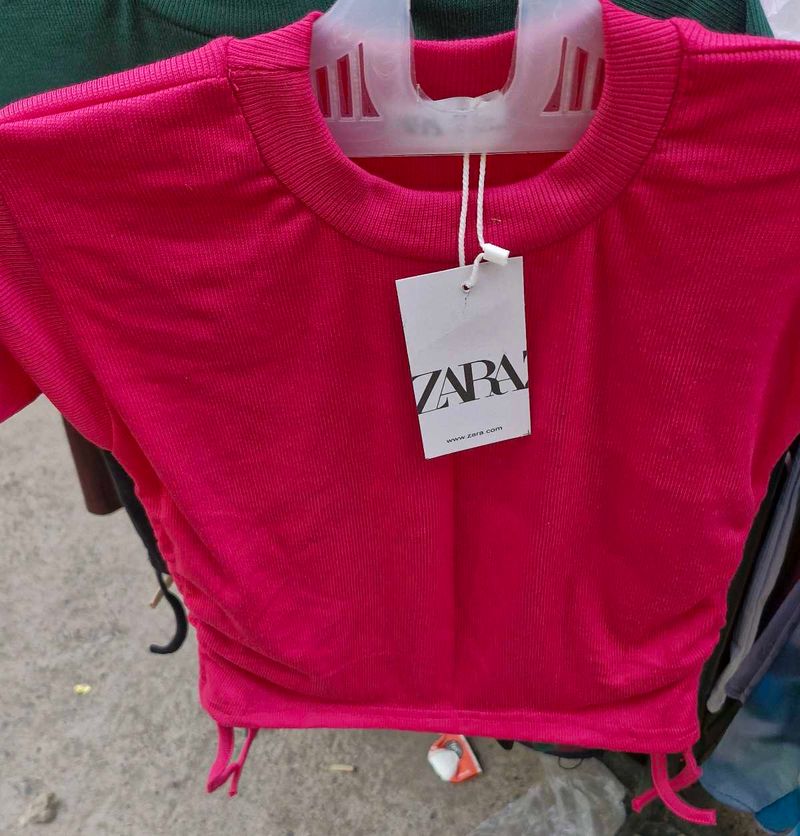 Zara Pink Ruched Crop Top