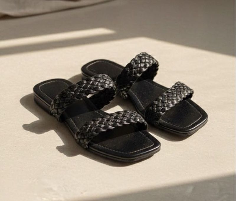 Black Braided Sandals - Size [Your Siz