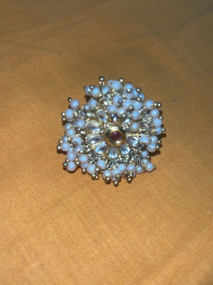 Elegant Pearl &amp; Stone Adjustable Ring