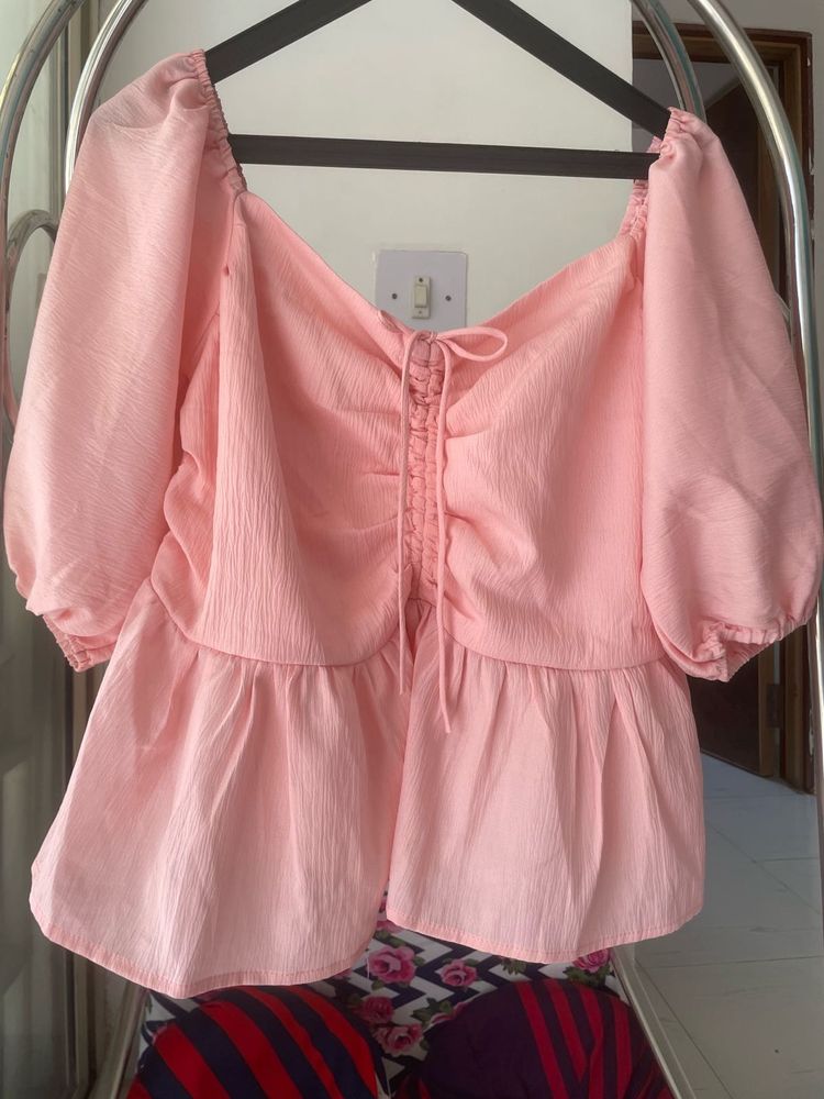 Pink Peplum Sleeve Top