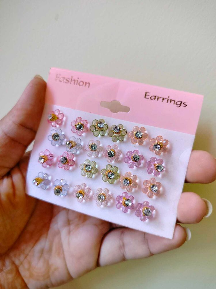 Pastel Nd Golden Earrings Studs