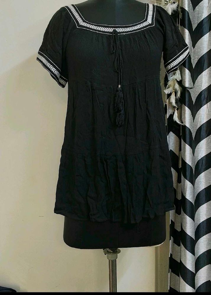 Black Embroidered Top