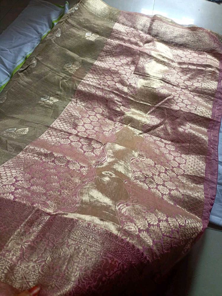 Banarasi Tissue Silk Saree With Blouse Classy Look
