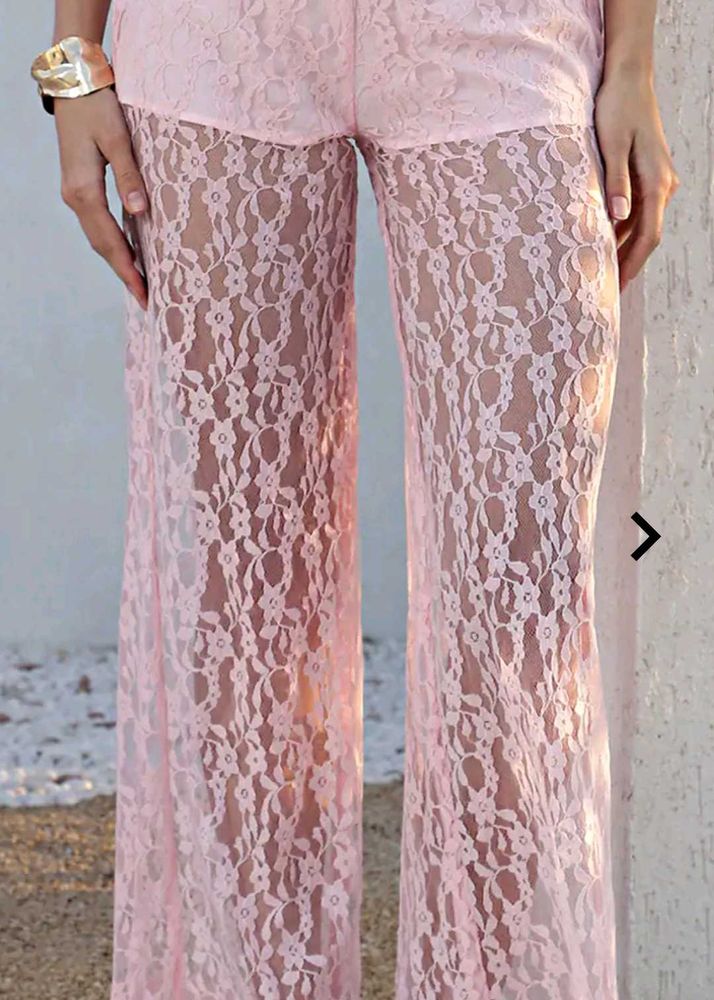 Pink Lace Flare Pants ( only Pant )