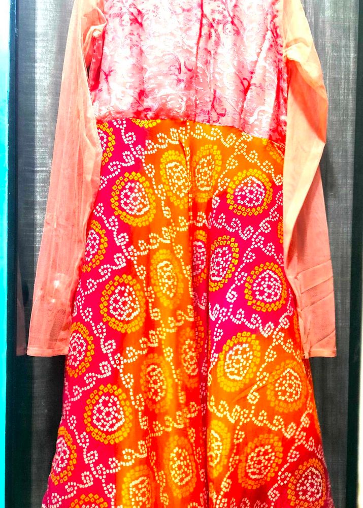 Libas Anarkali Kurta With Bandhani Print
