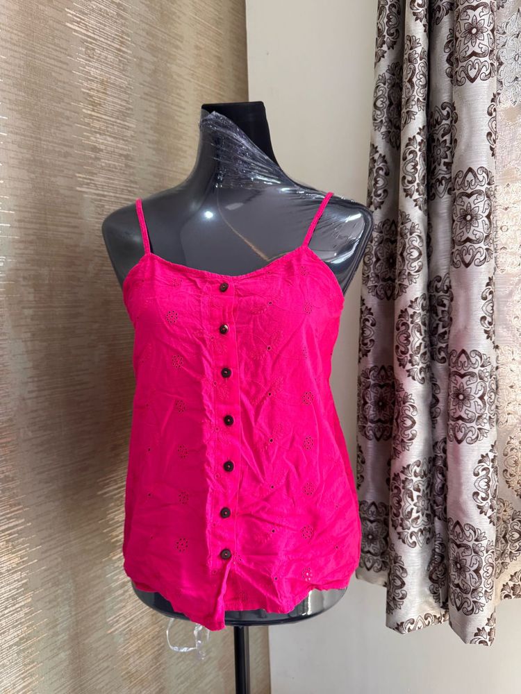 Pink Cotton Spaghetti Top