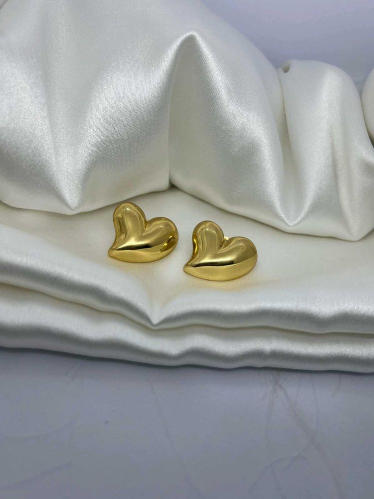 Gold Heart Stud Earrings