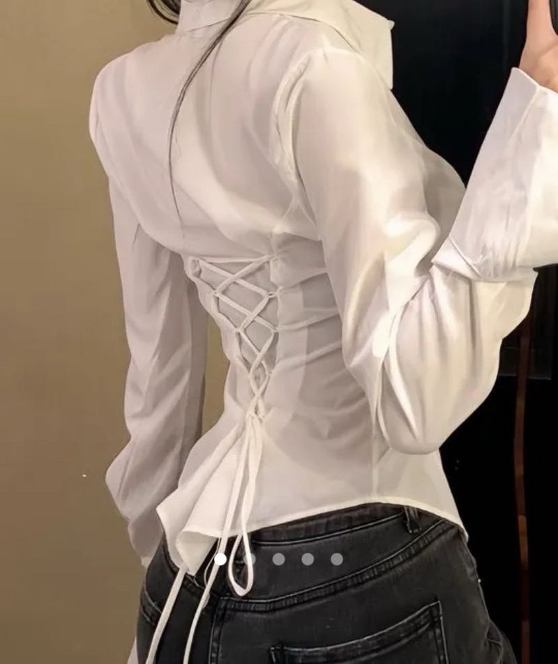 White Corset Back Shirt