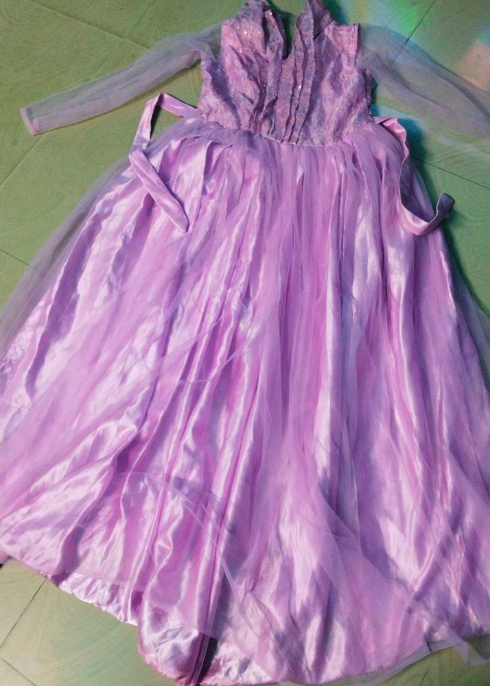 Beautiful Lavender Colour Net Ethnic Gown