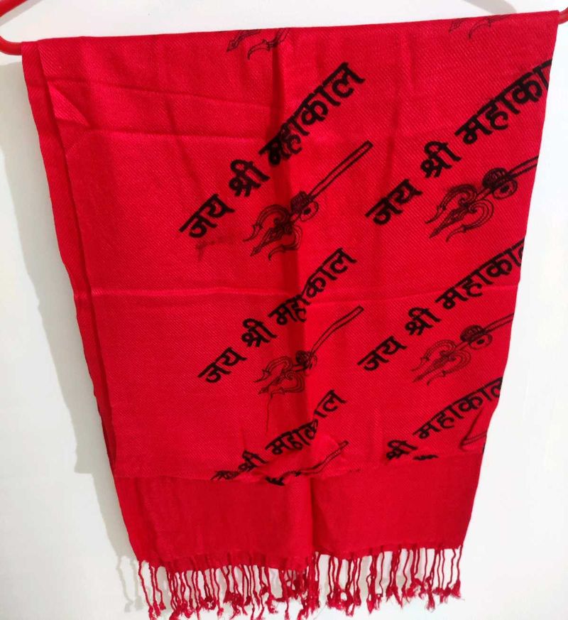 Red &#39;Jai Shree Mahakal&#39; 🧣 Stole, SAWAN SPECIAL 🕉