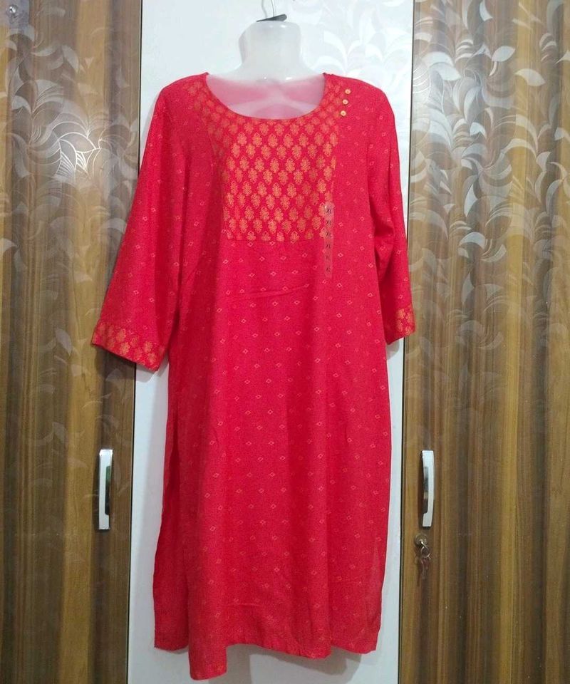 Red Printed Kurta