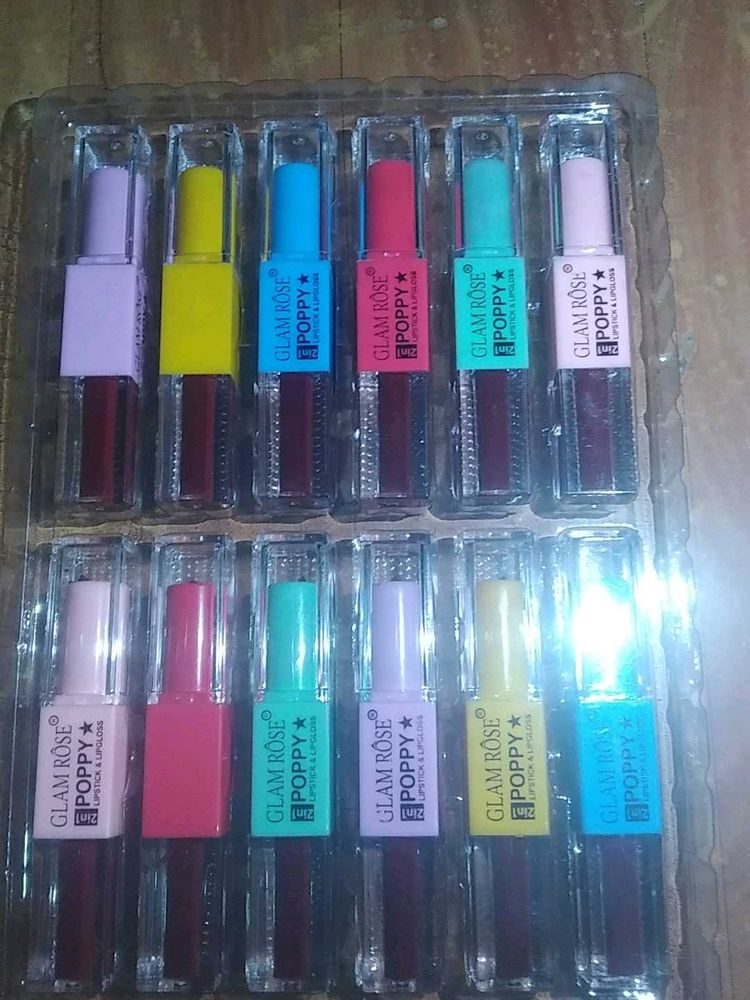 Glam Rose Poppy Lip Gloss Set Two Side