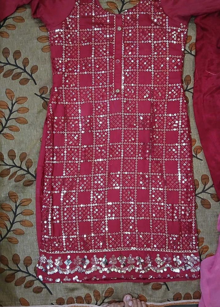 RED KURTA SET BRIDE DRESS