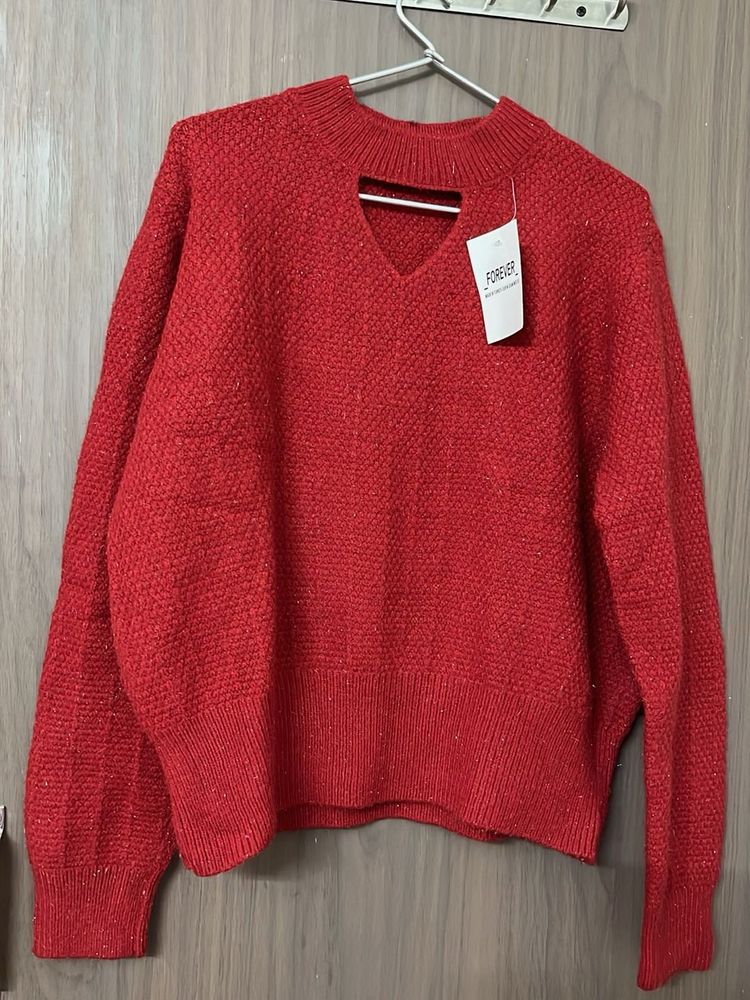 New brandedForever 21 Red Cutout Sweater