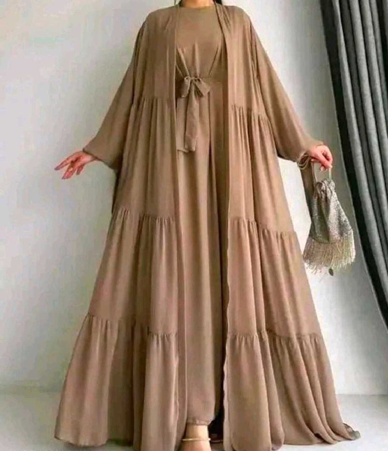 Elegant 4 Frill Shrug Abaya, Burqua Four Piece Set