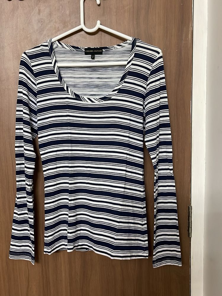 Sale ! Colours Couture Medium White And Blue Top