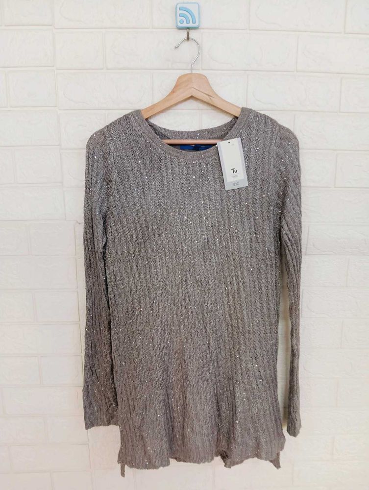 Sparkly Grey Long Sleeve Top