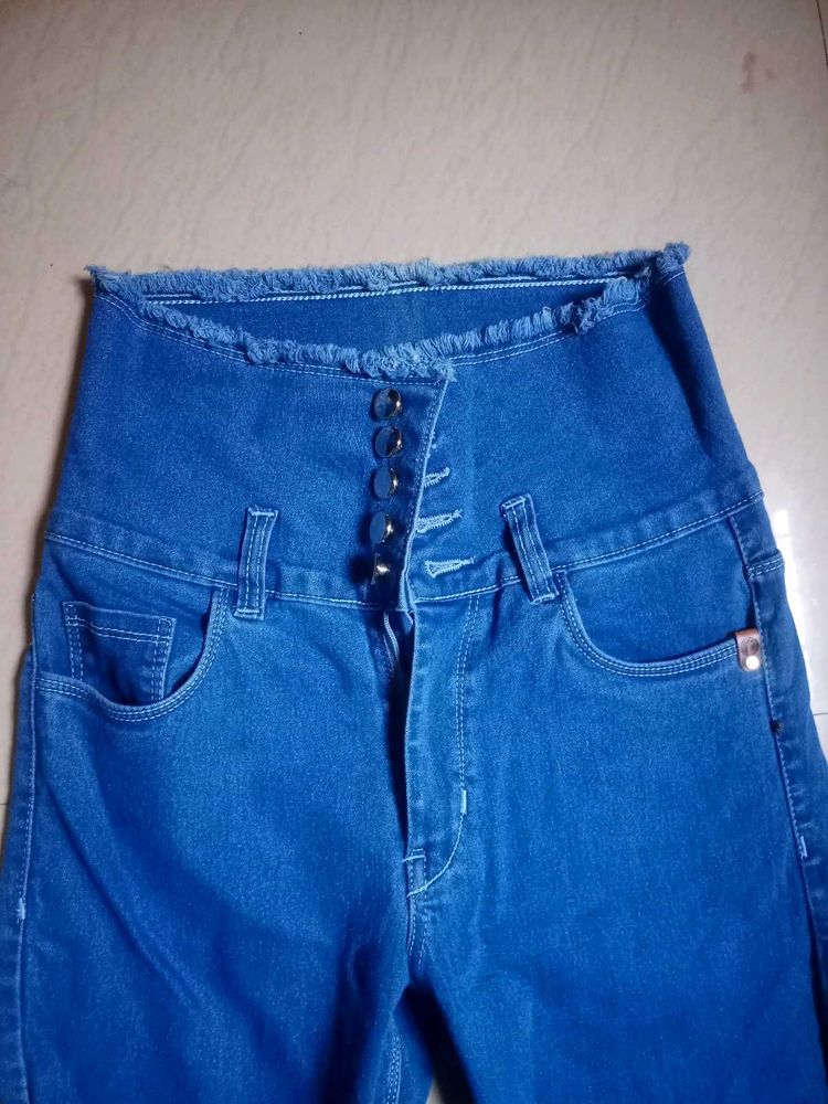 High-Waisted Denim Jeans