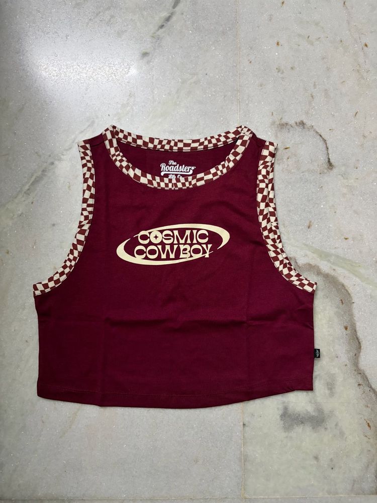 Cosmic Cowboy Maroon Crop Top