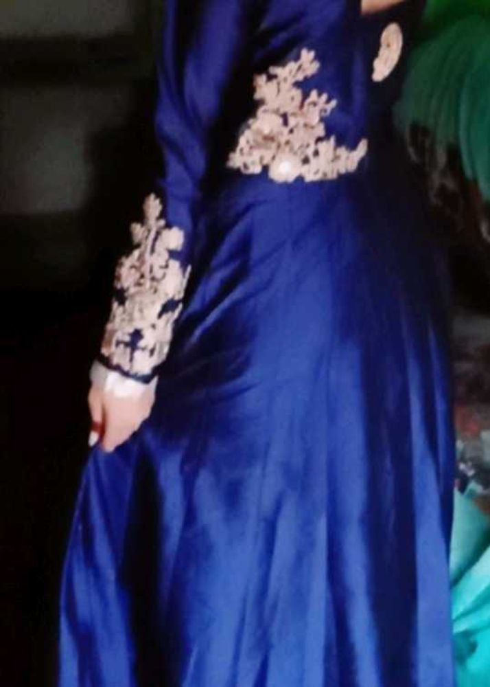 Full Length Navy Blue Front Open Gown
