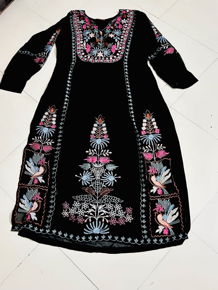 Embroidered Black Kurta Set Never Used