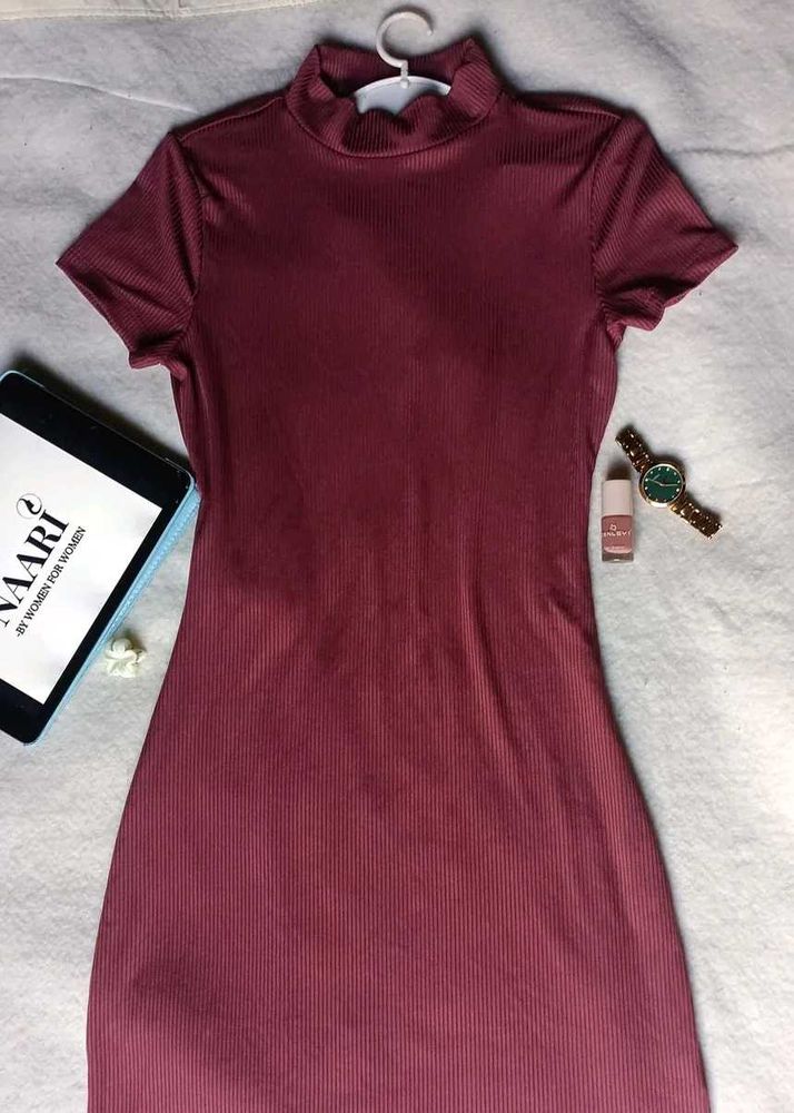 Ribbed Mock Neck Bodycon Dress