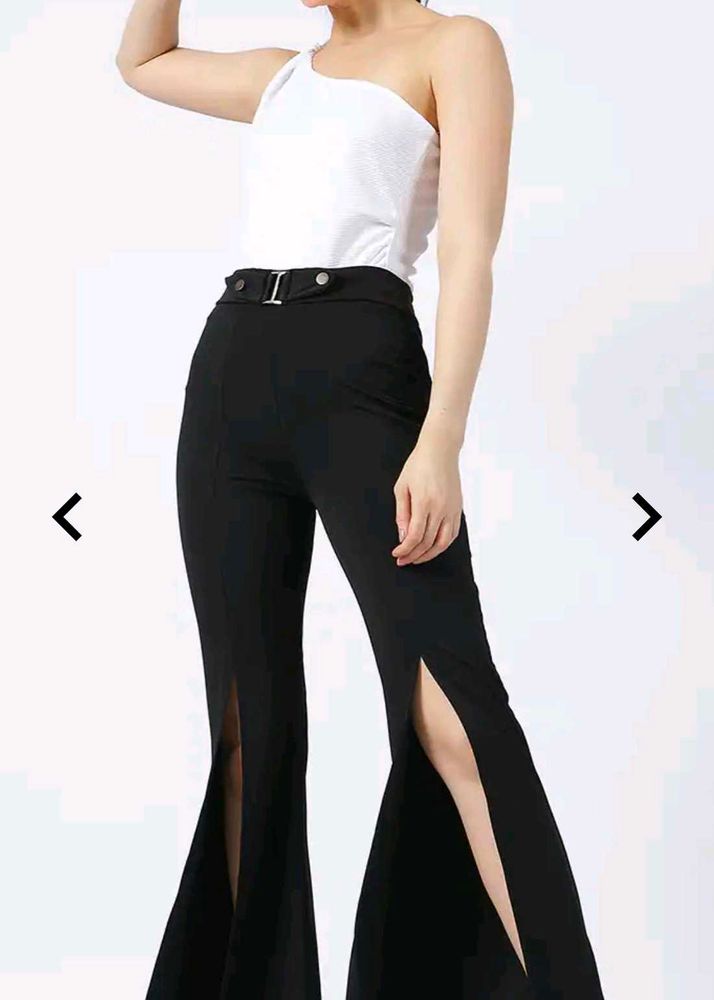 Stylish Black Slit Flare Pants
