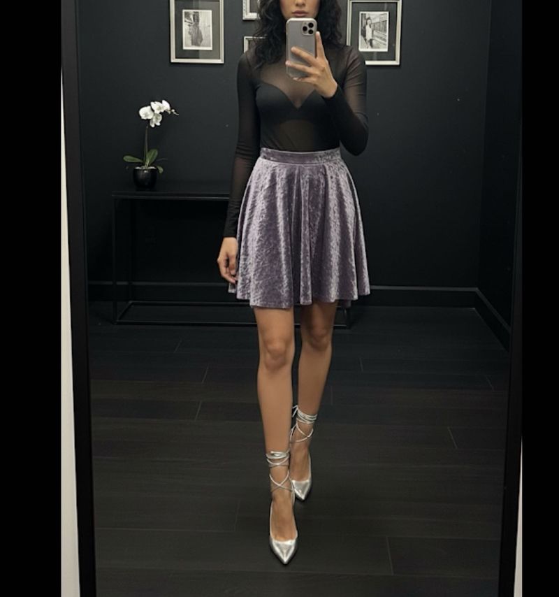 Velvet mini Skirt🩶
