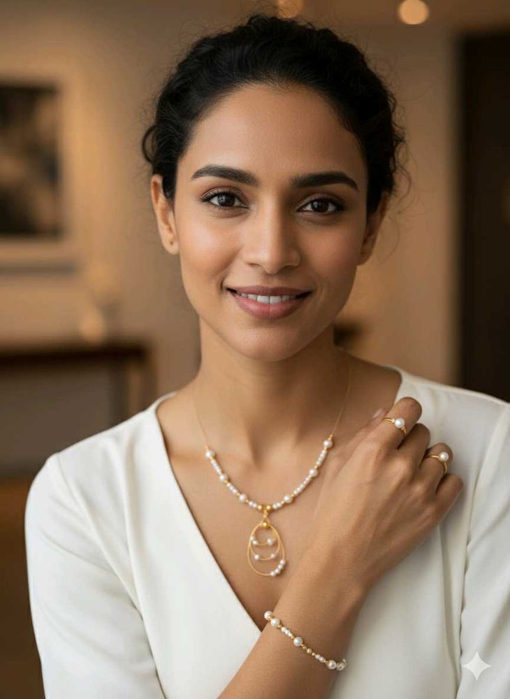 ❤️Pearl &amp; Gold Jewelry Set