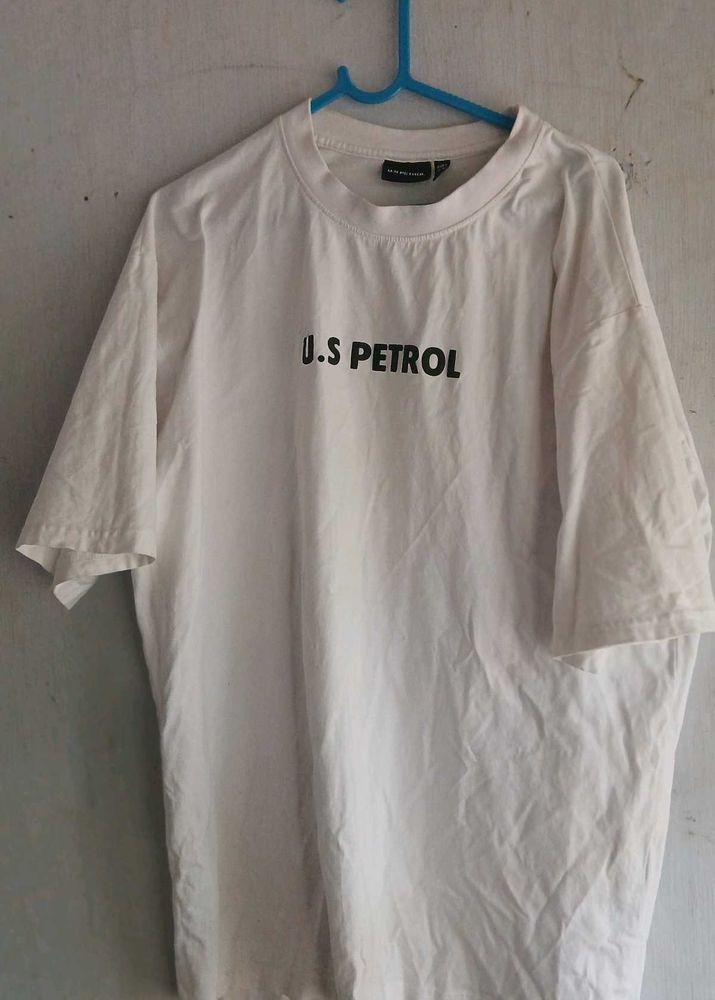 U.S. Petrol White Graphic Tee|OVER SIZED