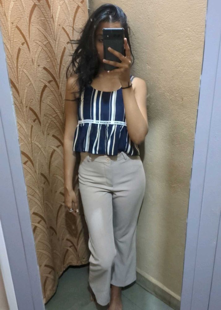 Chic Navy Striped Peplum Top – For the Modern Muse