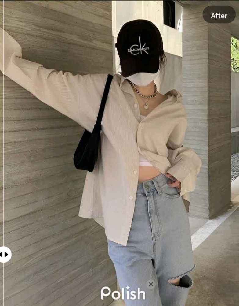 New With Tag Baggy Off White Korean Shirt