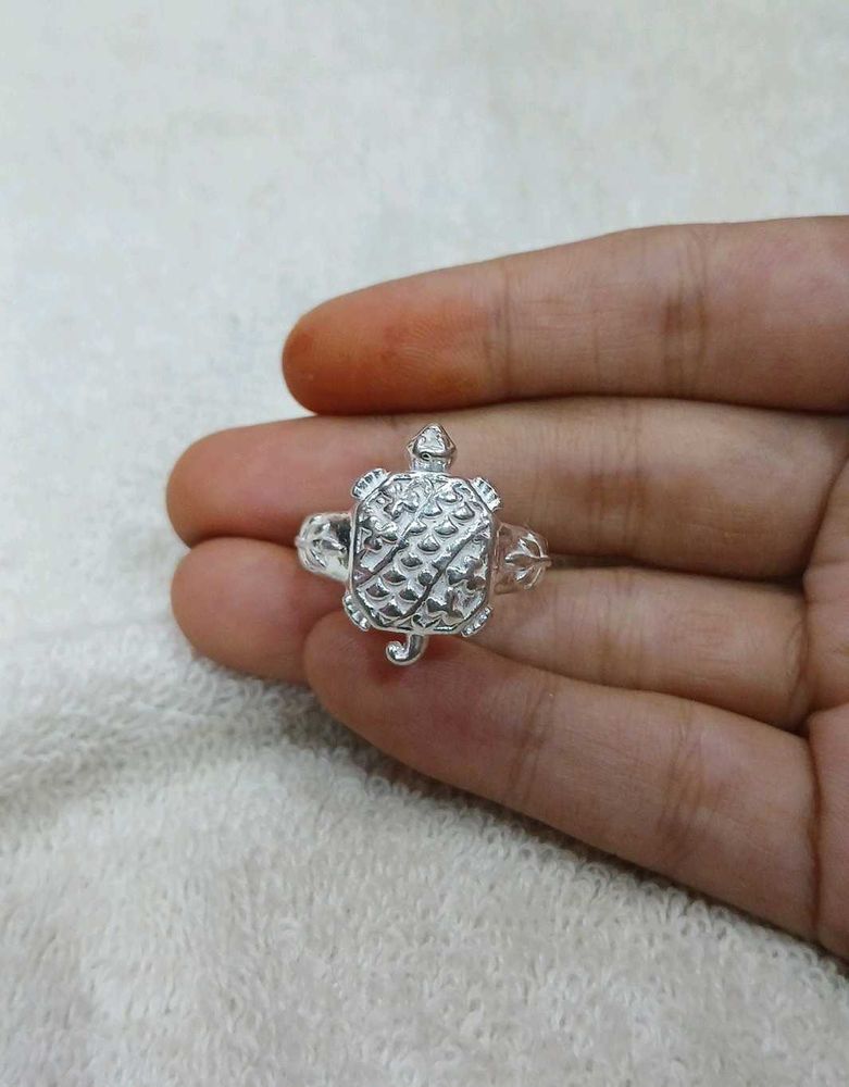 Pure Silver Turtle Square Ring 🩶 Unisex