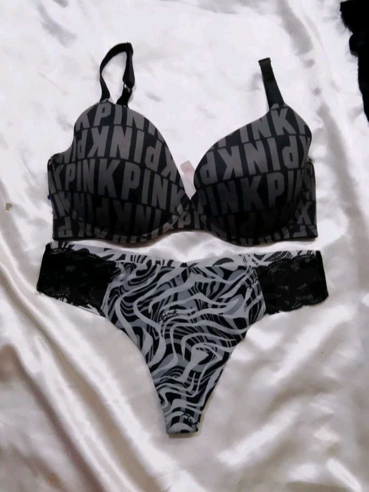 PINK Bra &amp; Thong Set