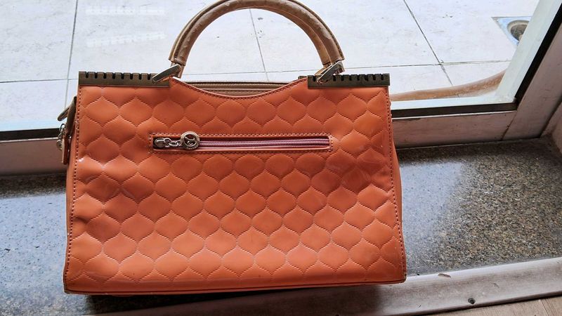 Stylish Orange Quilted Handbag