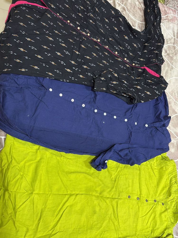 Set Of 3 Collared Kurtas