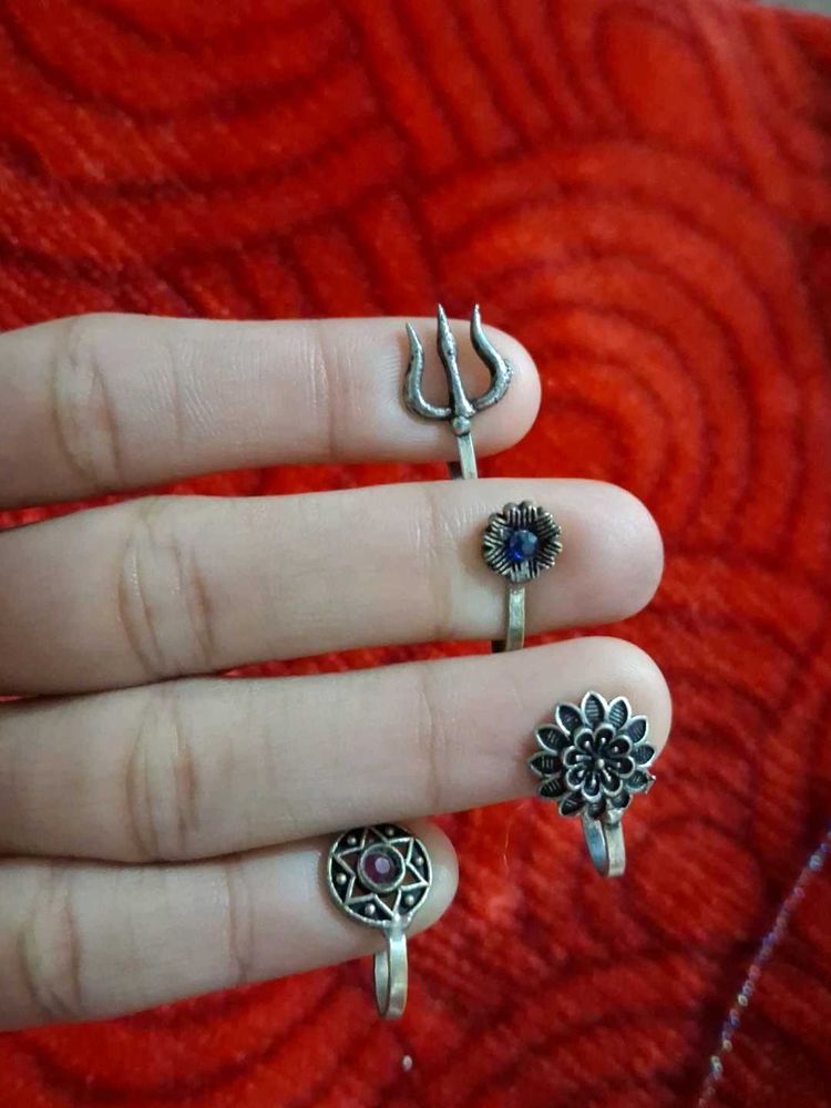 Vintage desi punk Silver Nose Pins - Set of 4