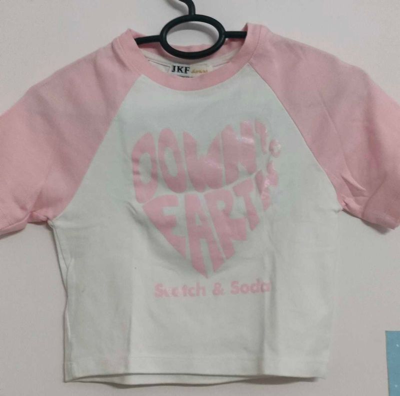 Basic Crop Top | Pink And White Colour