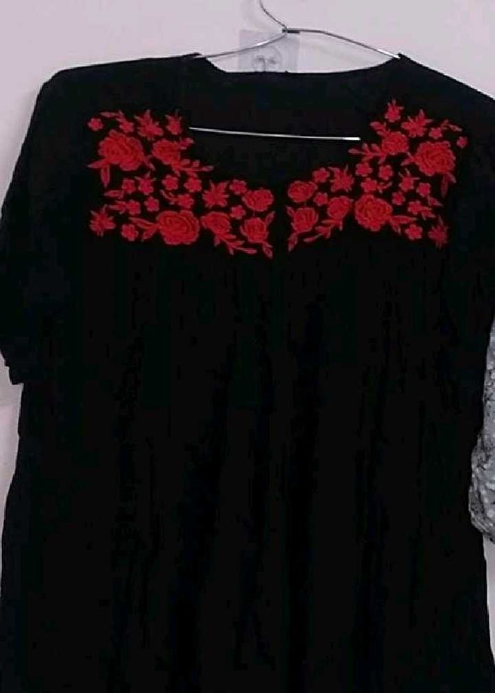 Embroidered Black Top,one time used